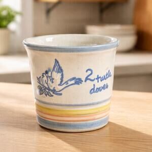 Vintage Louisville Stoneware Punch Cup  2 Turtle Doves - Made in USA